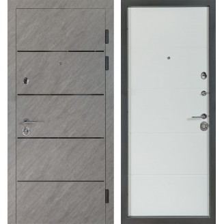 Вхідні двері в квартиру модель 559  колір зріз каменю/ білий матовий гладкий