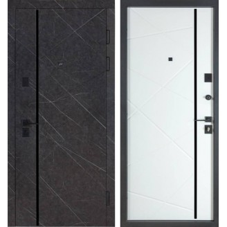 Вхідні двері в квартиру модель 542  колір мармур графіт/ білий супер мат