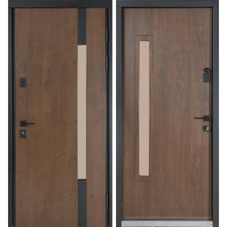 Вхідні двері в будинок модель 705/428 колір дуб бронза/ вулична горіх натуральний