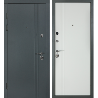 Вхідні двері в квартиру модель 172  B- 81 колір антрацит/ білий матовий гладкий 