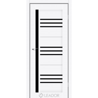 Дверне полотно Compania колір  білий матовий Скло чорне 60