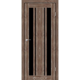 Дверное полотно CALABRIA 600 х 2000, Клен Рубрум, Черное стекло