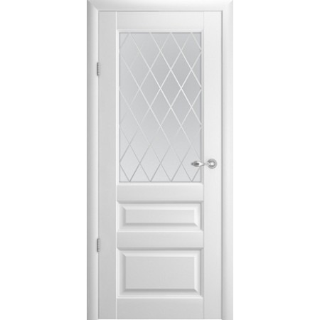 Двери межкомнатные Albero Эрмитаж 2 белые со стеклом Ромб Vinil