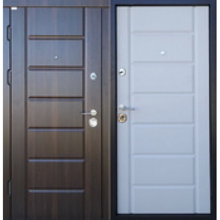 Двери входные "МИРА NEW"    Внутренняя накладка белый мат Наружная накладка орех мореный  850(950)*2030мм  для квартиры Производитель Steel Art