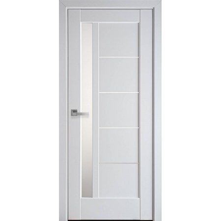 Дверне полотно Преміум "Грета" 900 білий матовий + скло