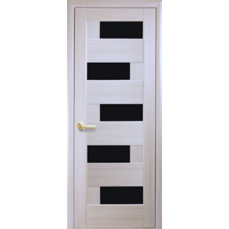 Двери межкомнатные Пиана с черным стеклом ясень New