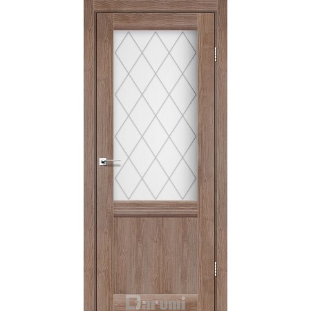 Двери GALANT GL-01 Орех бургун со стеклом сатин белый + D1 ромб графит