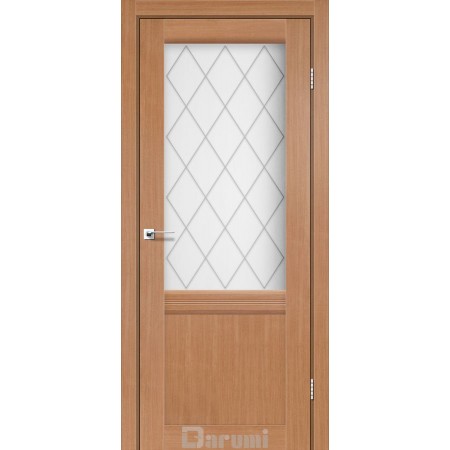 Двери GALANT GL-01 Дуб натуральный со стеклом сатин белый + D1 ромб графит