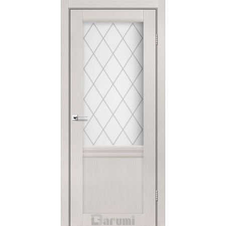 Двери GALANT GL-01 Дуб ольс со стеклом сатин белый + D1 ромб графит