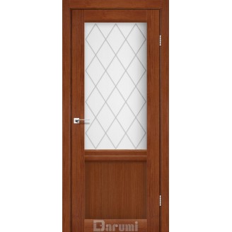 Двери GALANT GL-01 Орех роял со стеклом сатин белый + D1 ромб графит