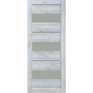 Дверне полотно Флора (600 х 2000, Дуб Сірий, Сатин білий)