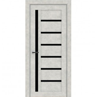  Дверное полотно Берлин Бетон бежевый. Черное. 600 х 2000
