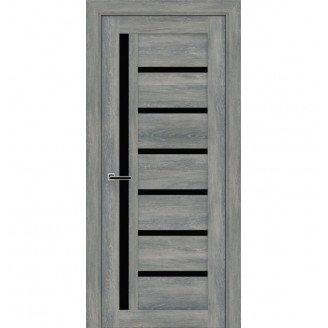  Дверное полотно Берлин Дуб шато седой. Черное. 700 х 2000