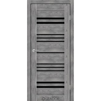 Дверное полотно ANDORA 600 х 2000, Клен Грей, Черное стекло