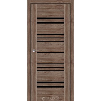 Дверное полотно ANDORA 900 х 2000, Клен Рубрум, Черное стекло