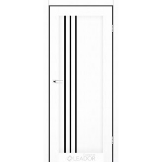 Дверное полотно BELLUNO 900 х 2000, Белый Лен, Черное стекло