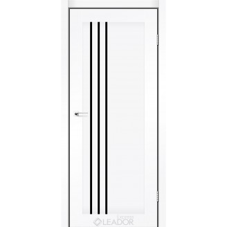 Дверное полотно BELLUNO 600 х 2000, Белый мат, Черное стекло