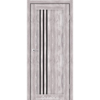 Дверне полотно   BELLUNO 600 х 2000, Клен Південний, Чорне скло