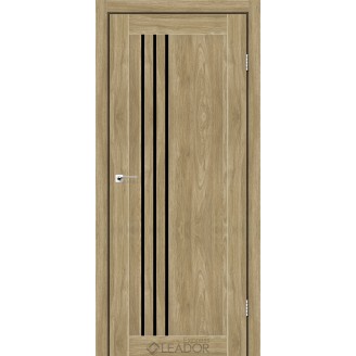 Дверне полотно   BELLUNO 900 х 2000, Клен Золотий, Чорне скло