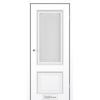 Дверне полотно Carolina колір Білий мат скло Сатин Малюнок прозорий 60