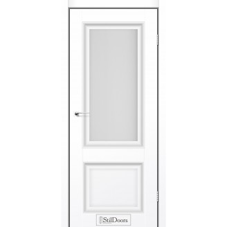 Дверне полотно Carolina колір Білий мат - Глухе + скло Сатин 60