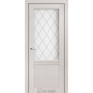 Дверне полотно GALANT GL-01, 600 х 2000, Дуб ольс, Сатин білий+ромб графіт, Середник фігурний