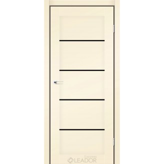  Дверное полотно GARDA 800 х 2000, Бежевый мат, Черное стекло