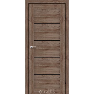 Дверное полотно GARDA 900 х 2000, Клен Рубрум, Черное стекло