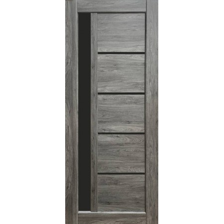  Дверное полотно Гранд (600 х 2000, Бук Графит, ЧЕРНОЕ СТЕКЛО)
