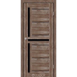 Дверное полотно LARIANA 600 х 2000, Клен Рубрум, Черное стекло