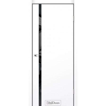 Дверне полотно LOFT Glass колір Білий мат Преміум чорне скло - Глухе 70