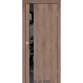  Дверное полотно Plato Line PTL-04 Цвет Орех бургун Lacobel черный - алюмин. кромка 60