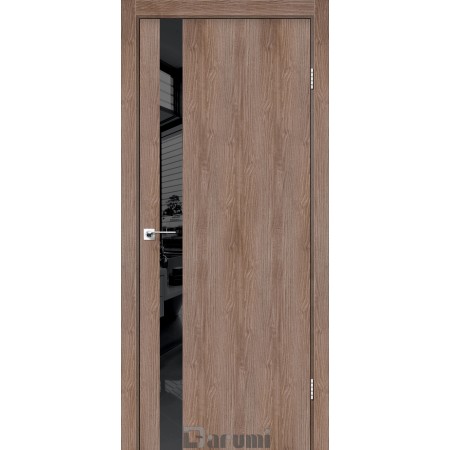  Дверное полотно Plato Line PTL-04 Цвет Орех бургун Lacobel черный - алюмин. кромка 60