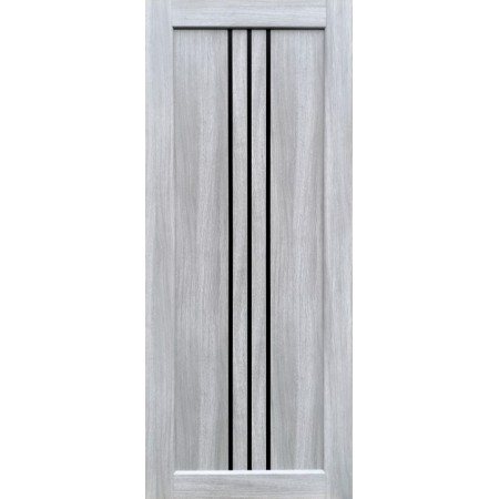  Дверное полотно Петра (600 х 2000, Альба Попелельная, ЧЕРНОЕ СТЕКЛО)