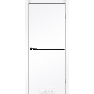 Дверне полотно Toledo колір Біла емаль фарбована (вставка з чорного алюмінію) 60