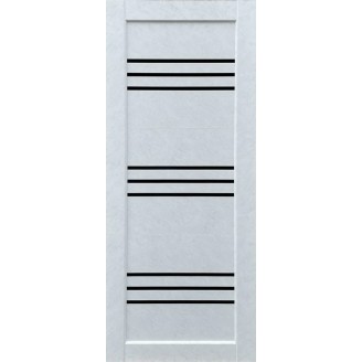 Дверне полотно Тріо (600 х 2000, Бетон Білий, ЧОРНЕ СКЛО)