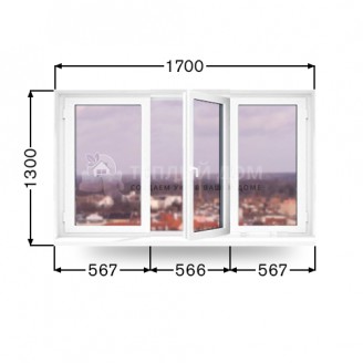 Вікно тристулкове1700мм х 1300мм