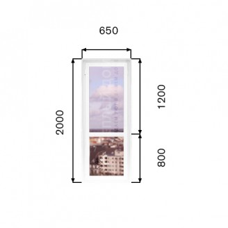Балконні пластикові двері 650мм х 2000мм