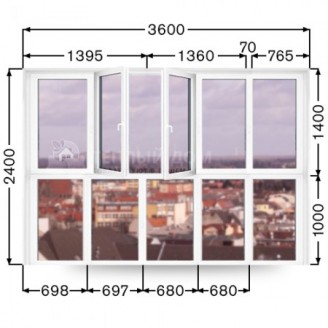 Французький балкон 3600мм х 2400мм